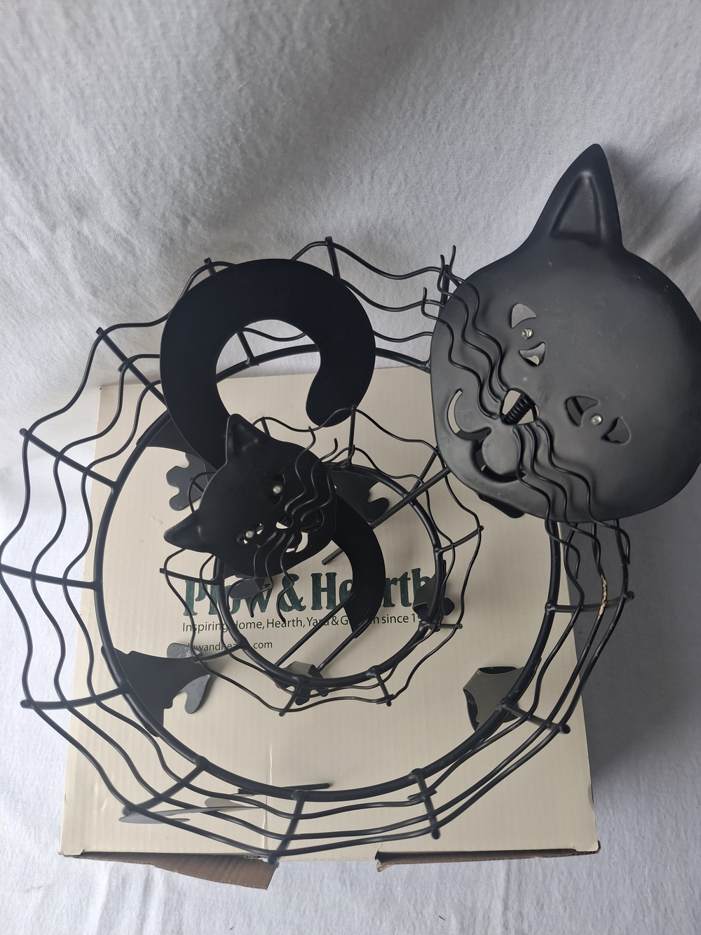 Black Metal Cat Wire Halloween Pumpkin Holder Baskets- Decorative Home Accent